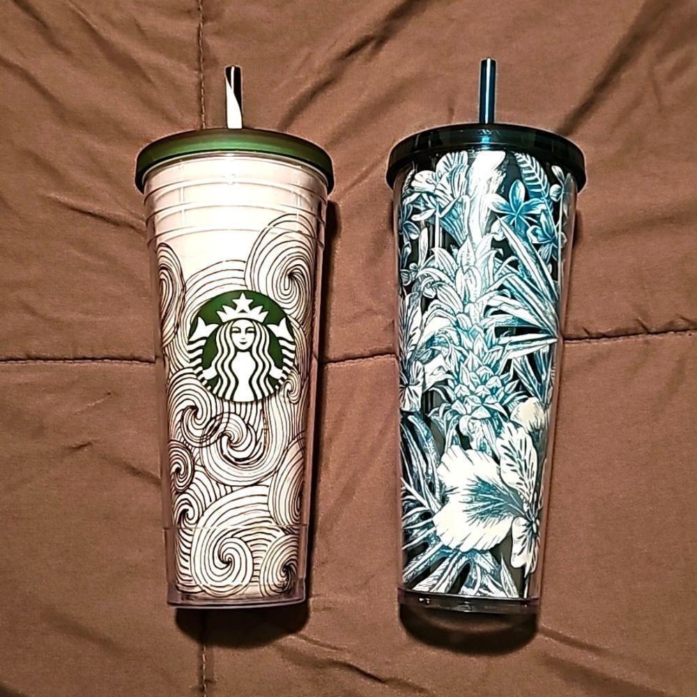 Two starbucks plastic tumblers new vintage